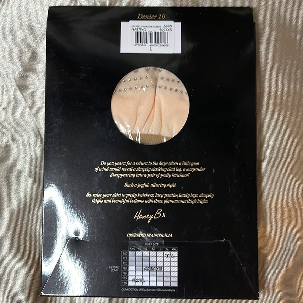Honey Birdette Champagne Crystal Thigh High Stockings - Picture 2 of 2